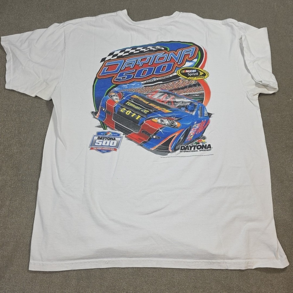 VINTAGE Daytona 500 Shirt Adult XL White Crewneck Nascar Logo Mens Nextel